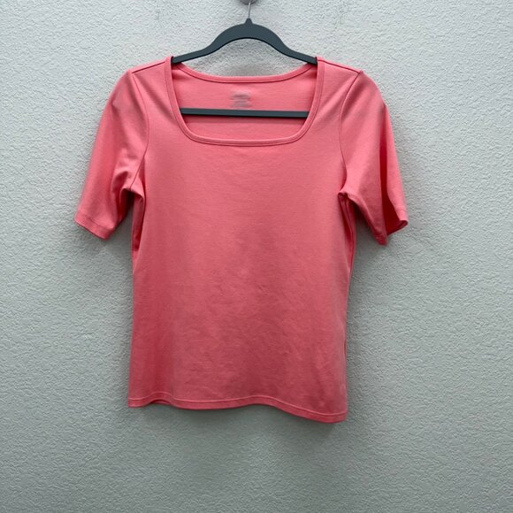 LL Bean Pima Cotton Soft Squareneck Elbow Sleeve Tee Shirt 521734 Womens size XS - Picture 1 of 6